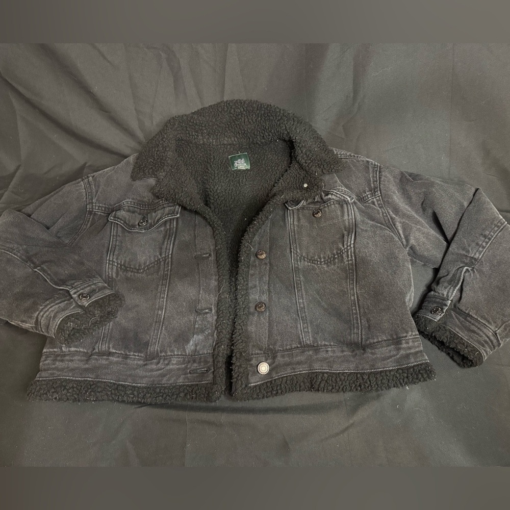 Wild Fable Black Sherpa-Lined Jean Jacket